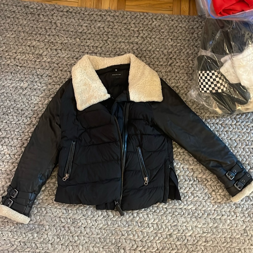 Mackage shearling, leather and down jacket